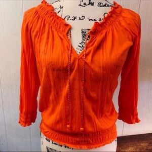 Derek Heart Crimson Tie Up Peasant Blouse